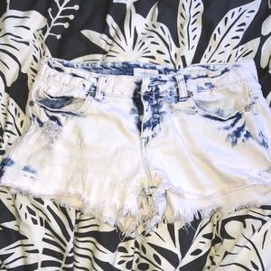 Acid wash jean shorts